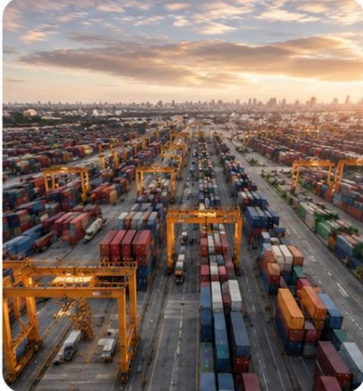 Stacked shipping containers at the port