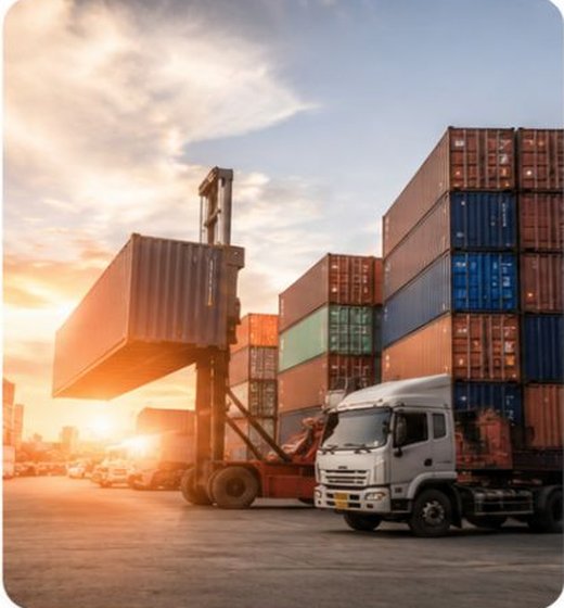 Trucks moving cargo on the road